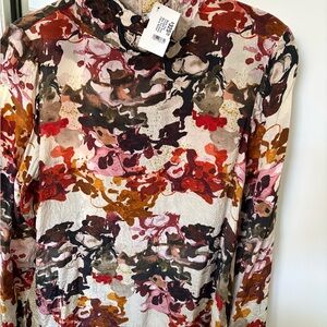 Vibrant Abstract Floral Long Sleeve Top